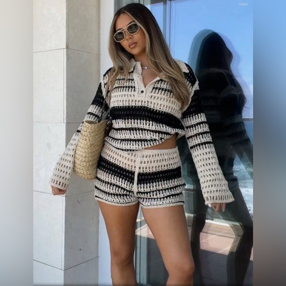 Zara Black and Cream Crochet Set - Picture 6 of 12